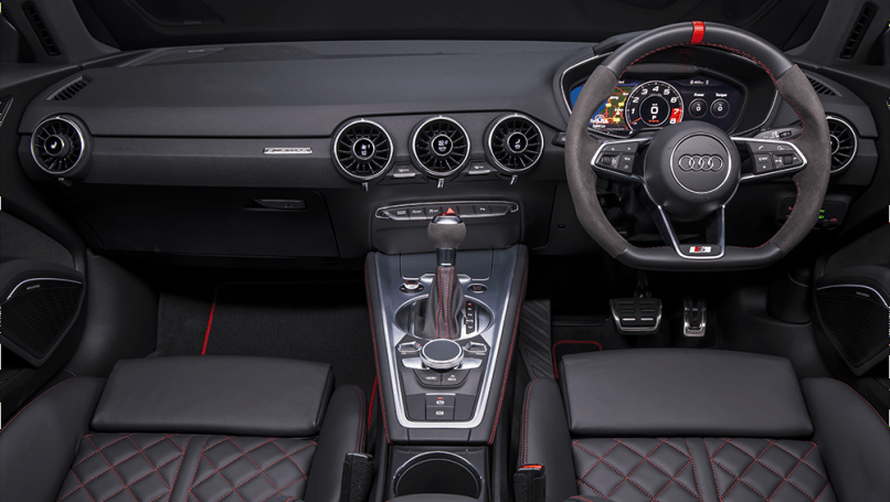 The TT features red stitching for its Nappa leather seats if you choose Slate grey as the interior.