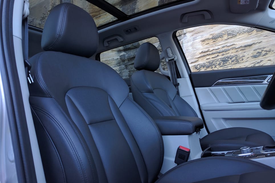 The sense of premium continues courtesy of a panoramic sunroof, heated front and rear seats, and leather-look trim.