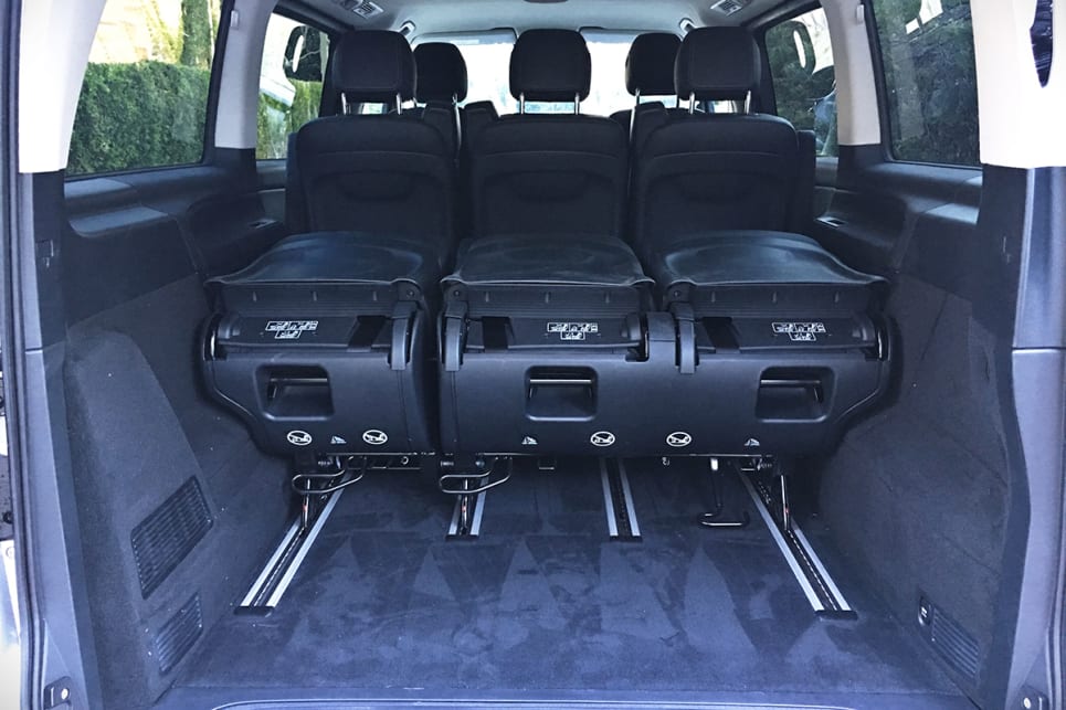 The six rear seat backs can all be flattened down, and you can tumble them forward, too.