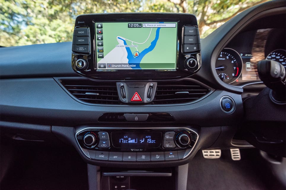 The 8.0-inch multimedia screen in the Hyundai is very similar to what's offered in the Kia.