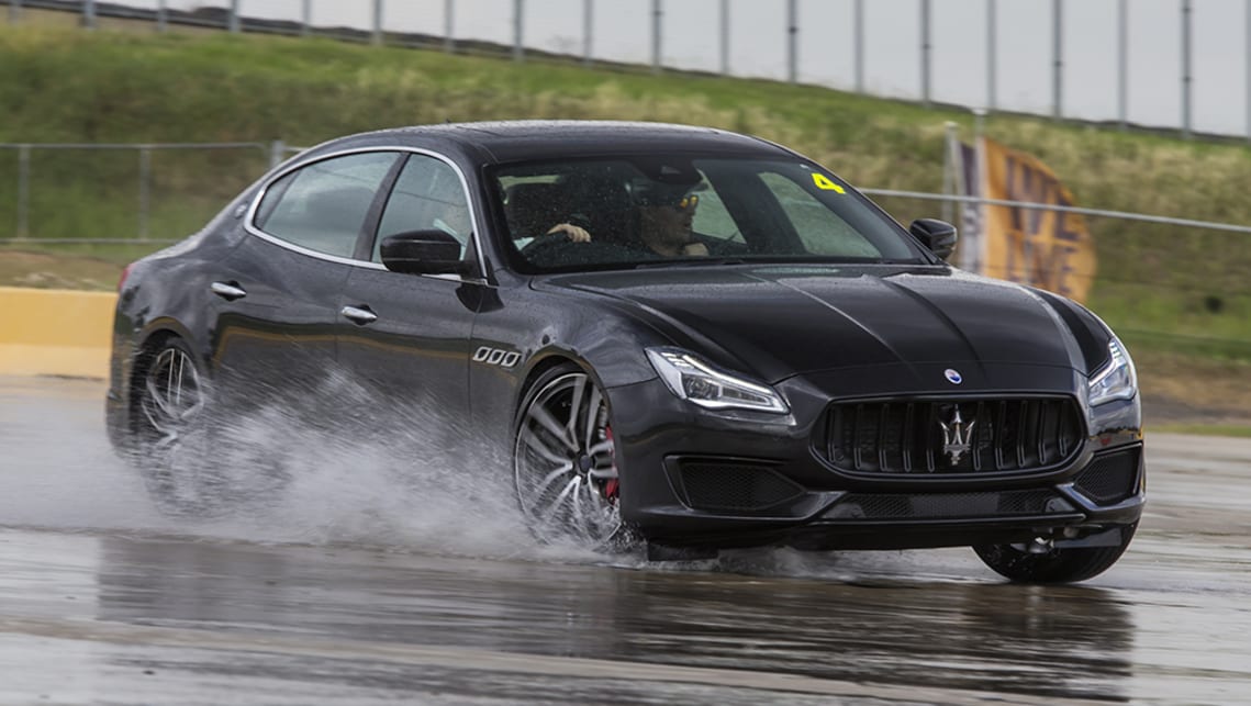Lapping a simple circle of cones with all traction aids on and the throttle floored, the Quattroporte simply walked around while holding its line.
