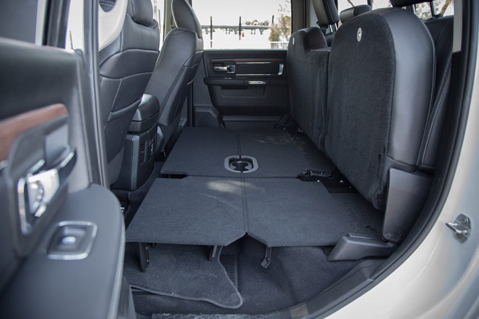 The rear seat bases can be latched up and a flat platform can be put down for secure, flat storage. (image: Glen Sullivan)