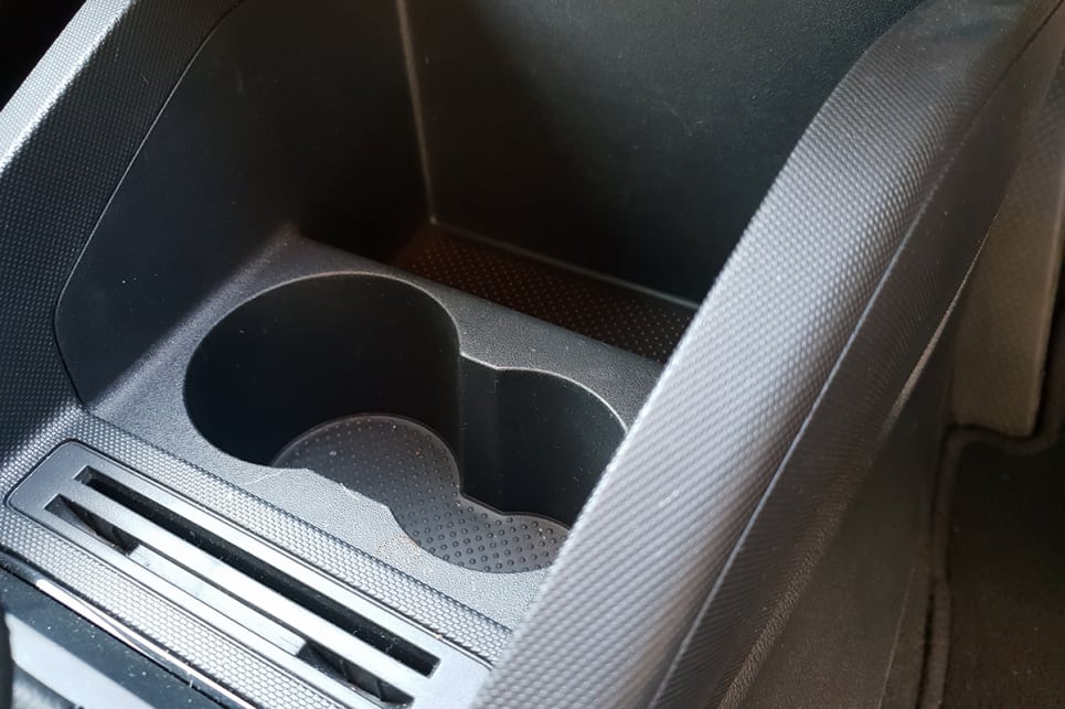 The Skoda's cabin is filled with clever innovations, like the asymmetric cup-holder for cups and cans.