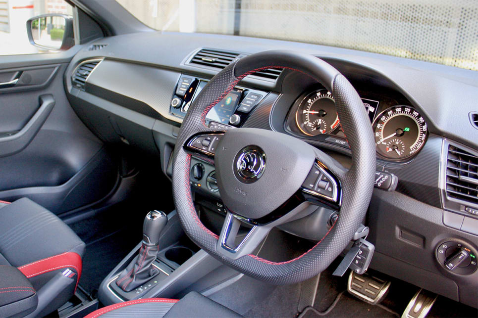 Inside, there's a flat-bottom steering wheel and the seats get a unique trim.