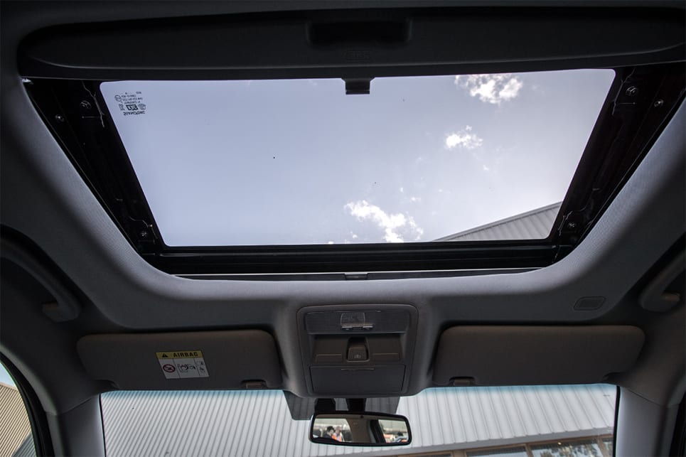 Inside, there's a sunroof.