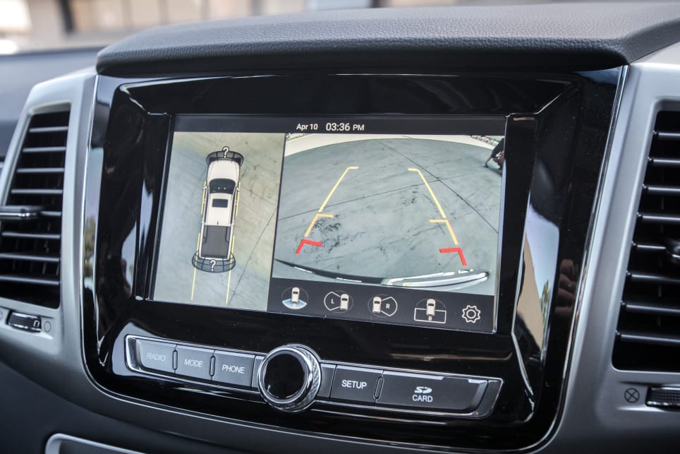 The Musso also has a reversing camera and a 360-degree surround-view camera.