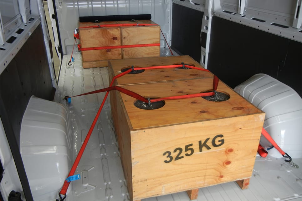With four 325kg concrete weights and driver on board our combined payload was still under the 2145kg rating.
