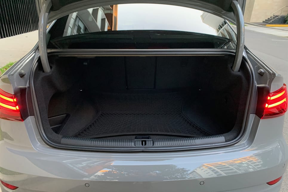 Boot space in the RS3 sedan is rated at 315 litres.