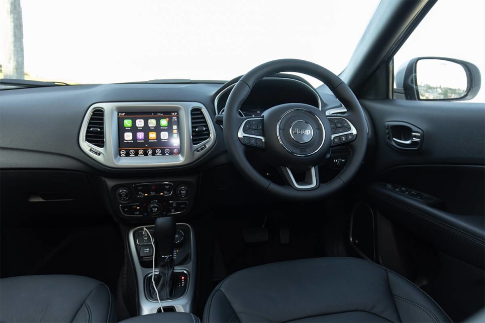 The inside of the Compass S-Limited plays on Jeep's reputation for tough and rugged cars.
