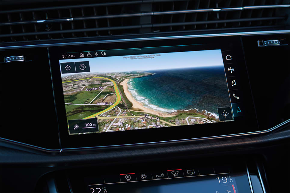 The top touchscreen operates the sat nav and other multimedia systems. 