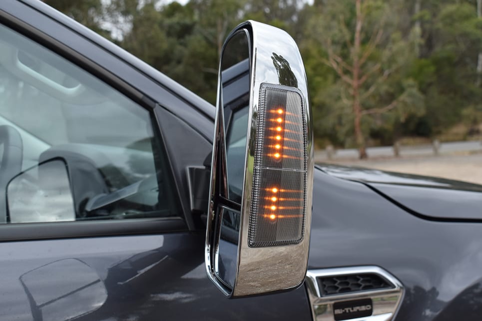 The mirror glass is also heated to eliminate fogging and there are orange turn indicator lamps on the outer edge of each chrome shell for improved safety. (image: Mark Oastler)