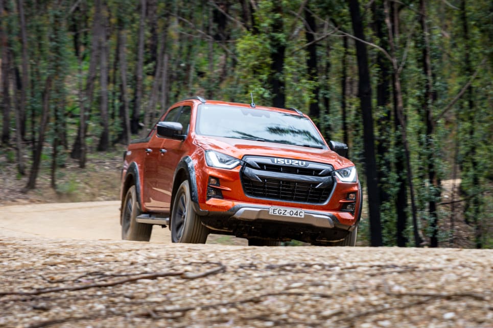 The D-Max handled the gravel and dirt track route on the way to our set pace hill-climb well (image credit: Tom White).