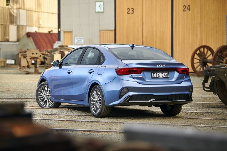 Kia has tried to create a visual difference between the two engine choices, with the S, Sport and Sport+ now getting hidden exhaust pipes (Sport+ sedan pictured).