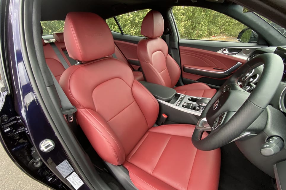 The front leather seats are heated and ventilated.
