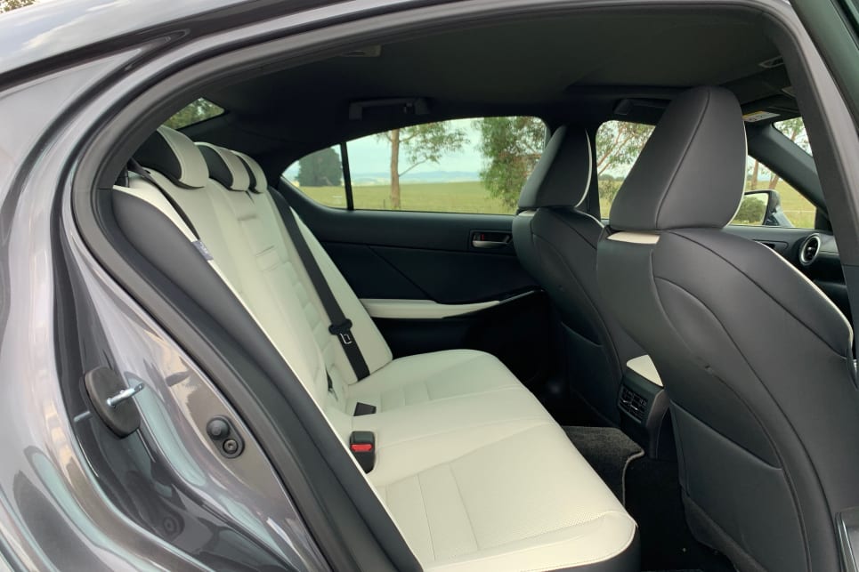There are two ISOFIX anchorages in the back seat (pictured: IS350 F Sport).