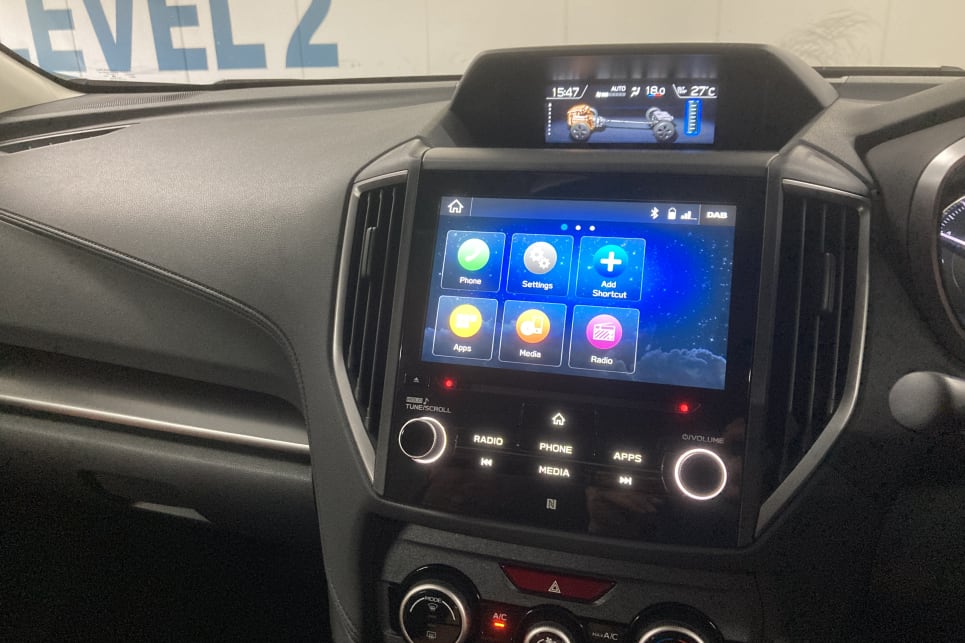 There’s an 8.0-inch touchscreen with Apple CarPlay and Android Auto.