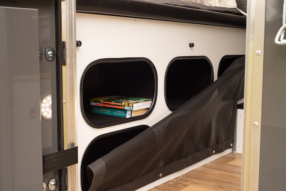 Internal storage is a real treat on a forward fold camper.