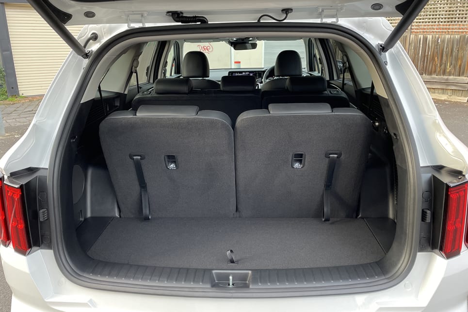 With the third row in place the Sorento's boot is 187 litres.