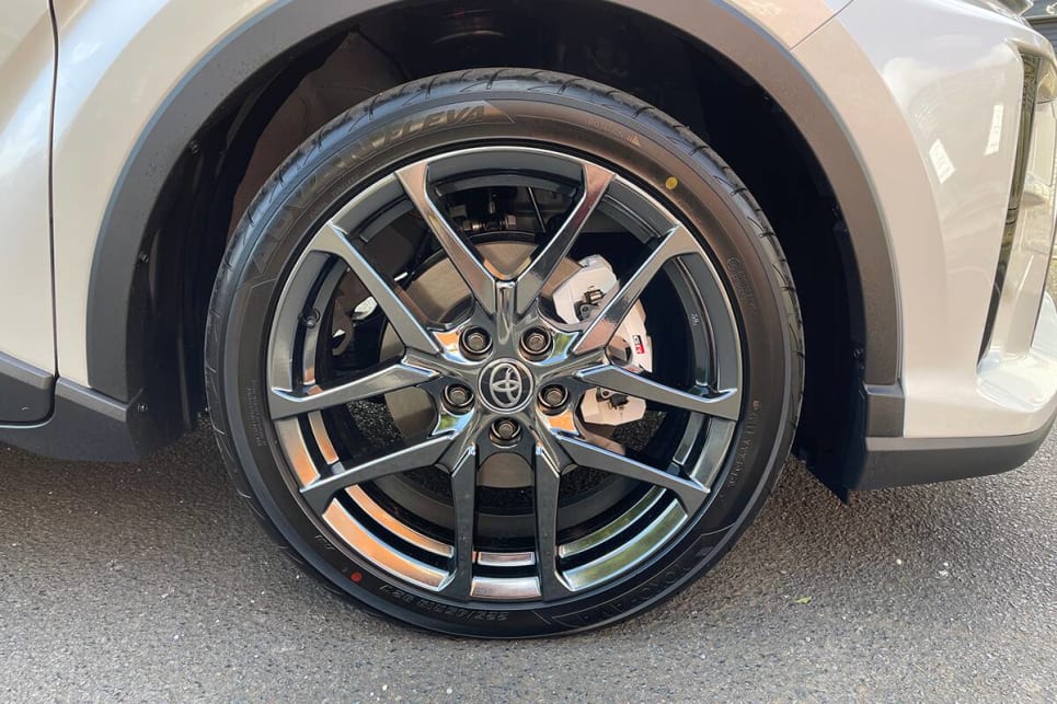 The GR Sport gets a unique set of (very shiny) dark-chrome 19-inch alloy wheels.
