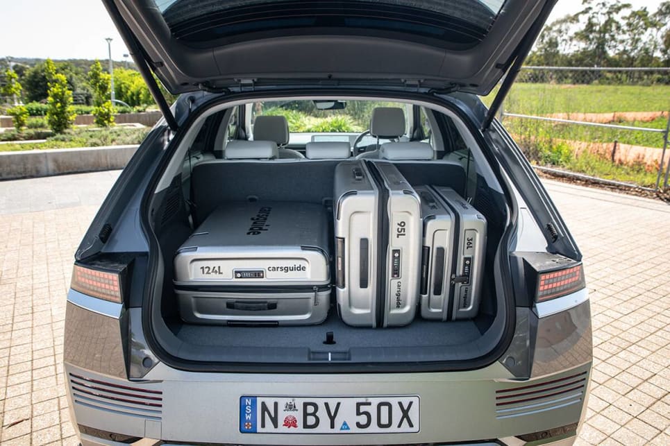 It holds our three-piece CarsGuide demo luggage set with ease, but required the largest case to be laid flat. (Image: Tom White)