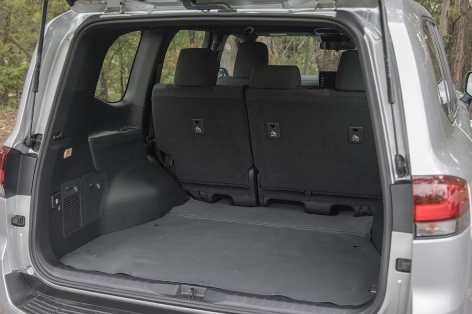 In the boot there’s a large flat vinyl-lined floor, easily large enough for multiple large bags and camping gear. (Image: Brett & Glen Sullivan)