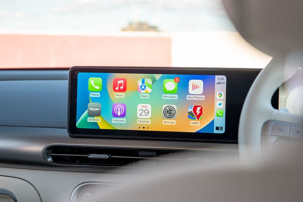 The 12.3-inch multimedia screen features wired Apple CarPlay and Android Auto connectivity. (Image: Tom White)
