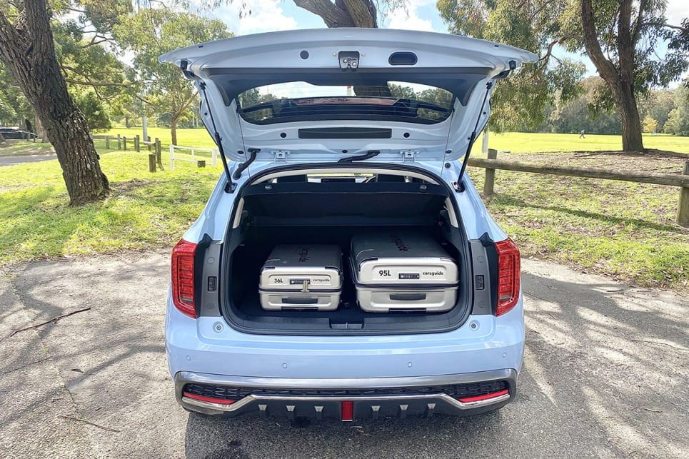 The hybrid’s 390L cargo capacity is 40L less than the petrol’s. (image: Richard Berry)