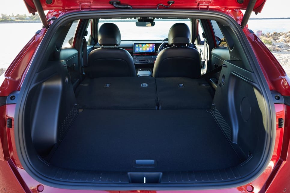 With the second row seats folded down, the Kona has a boot capacity of 1241L. (Premium N Line grade shown)