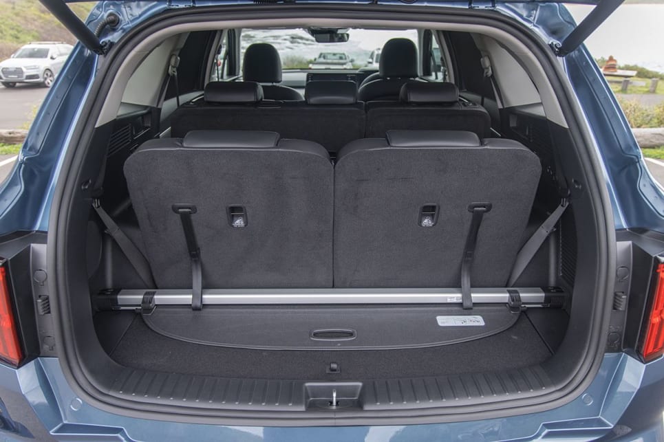 The Sorento's boot sits on the smaller end for the market with 187L (VDA) with all seven seats in use. (Image: Glen Sullivan)