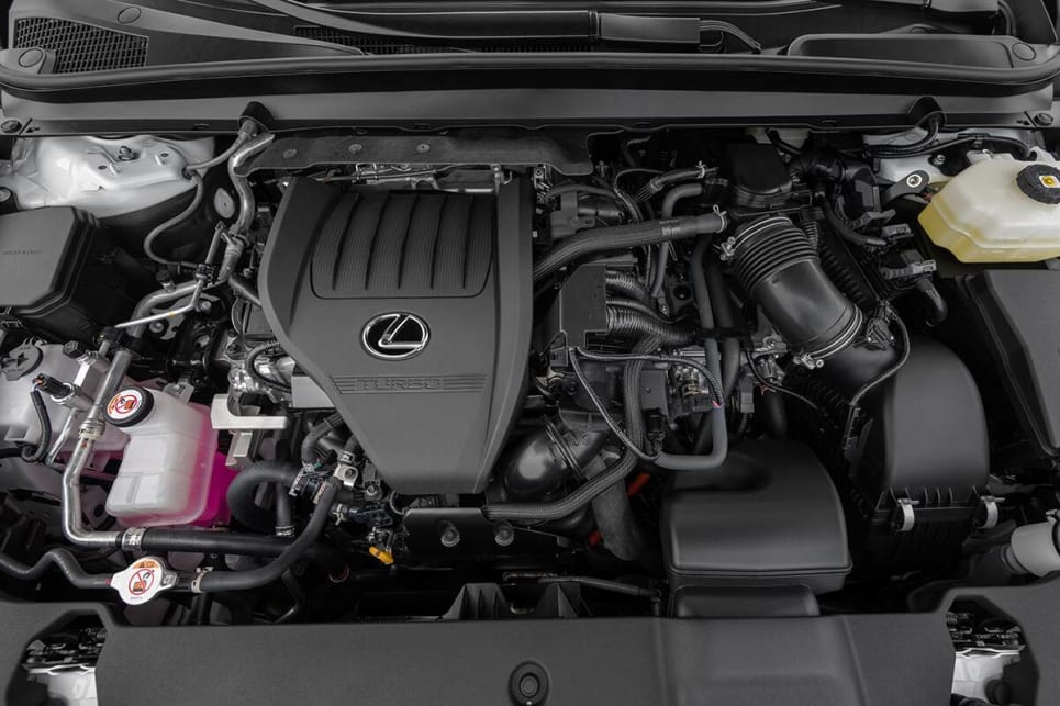 The RX 500h F Performance pairs a 2.4-litre turbocharged petrol engine with an electric motor up front, and a second at the rear axle.