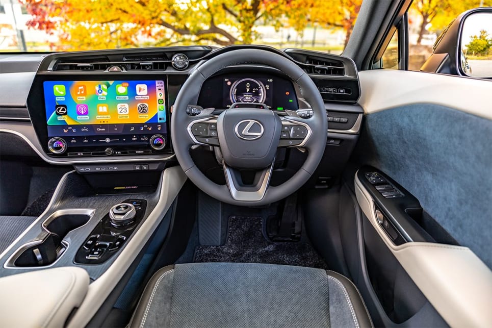 The 14.0-inch multimedia touchscreen features Apple CarPlay and Android Auto. (Sports Luxury variant pictured)