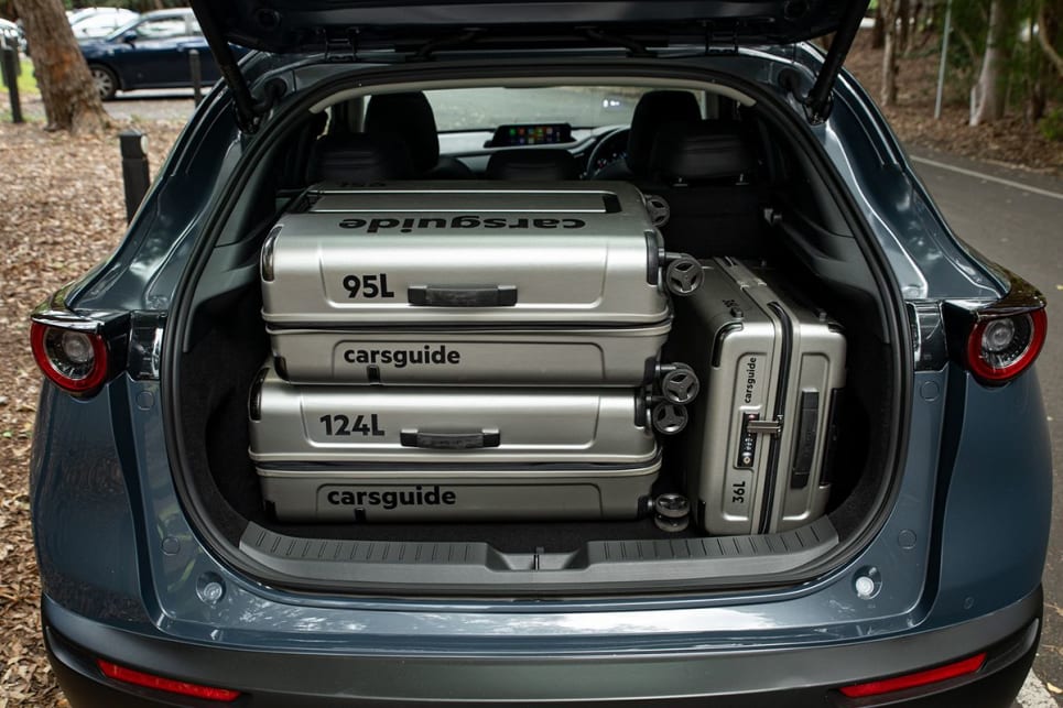The CarsGuide luggage set fit nicely once the parcel shelf was removed. (Image: Tom White)