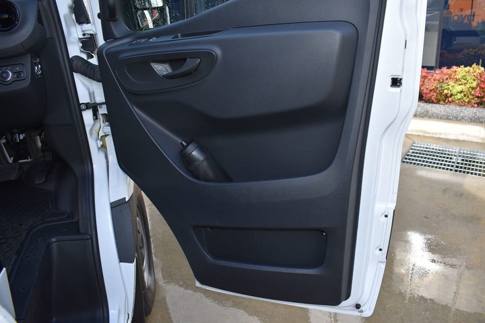 The Sprinter features a large-bottle holder and upper/lower bins in each front door. (Image: Mark Oastler)