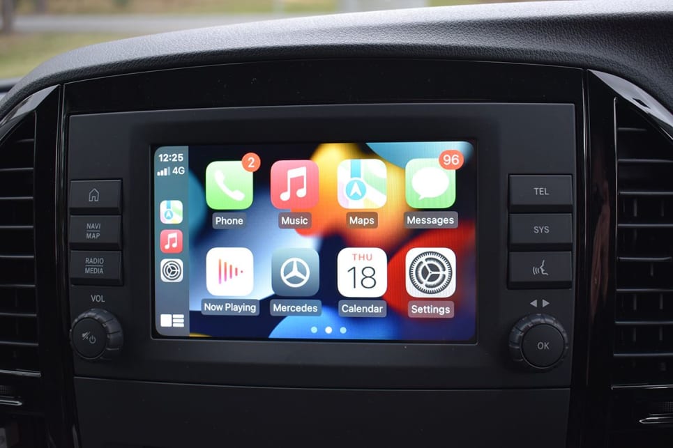 The Vito features a multimedia system with multiple connectivity options including Apple and Android devices. (Image: Mark Oastler) 