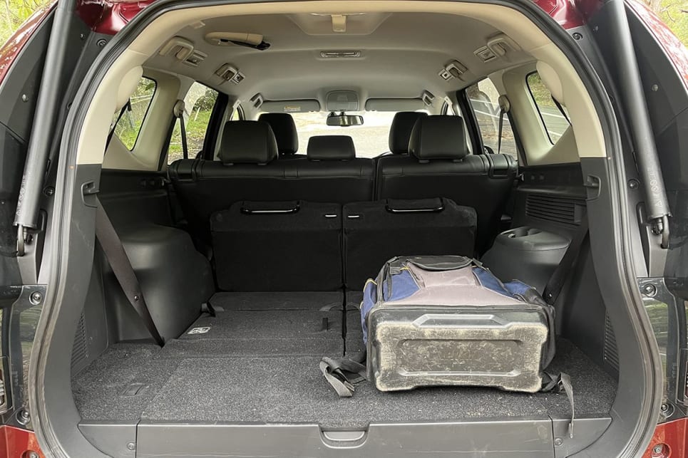 With the third row seats stowed, the Pajero Sport has a boot capacity of 502 litres. (Image: Glen Sullivan)