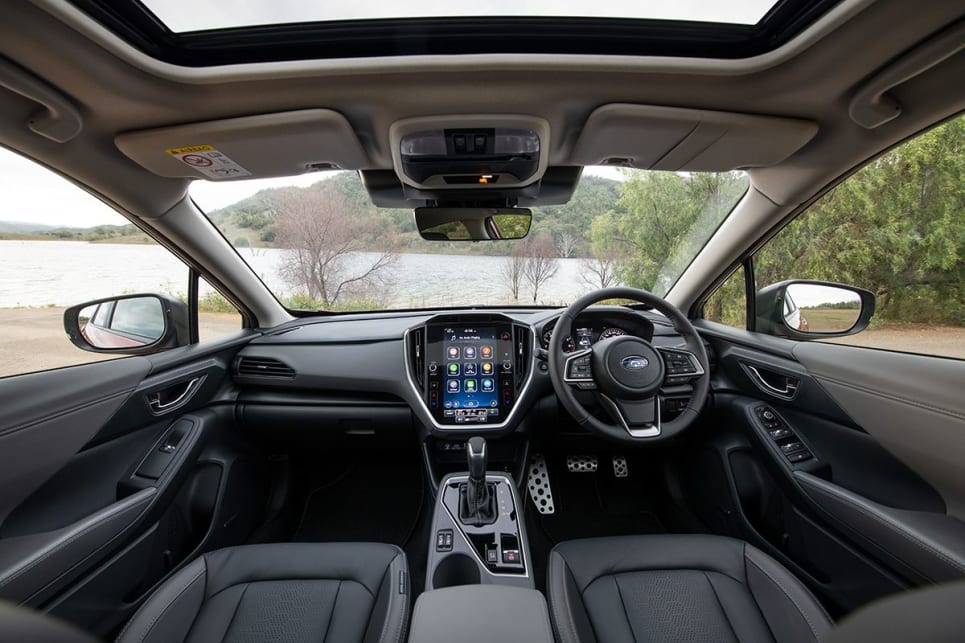 Upfront of the Crosstrek is an 11.6-inch tablet-style multimedia touchscreen.