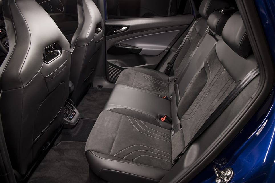 There is ample legroom for three backseat passengers. 