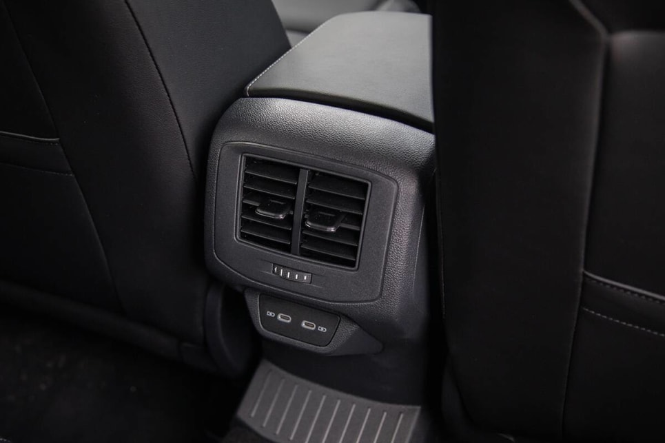 The T-Roc has two USB-C points plus directional air vents in the back which are adjustable. (Image: Sam Rawlings)