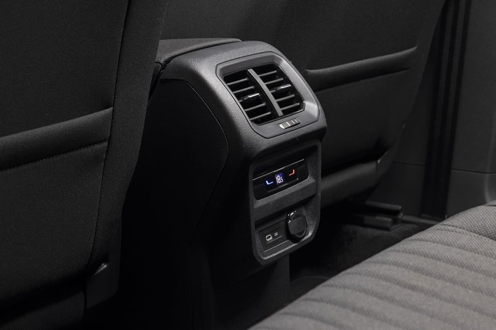 Standard equipment includes three-zone climate control.