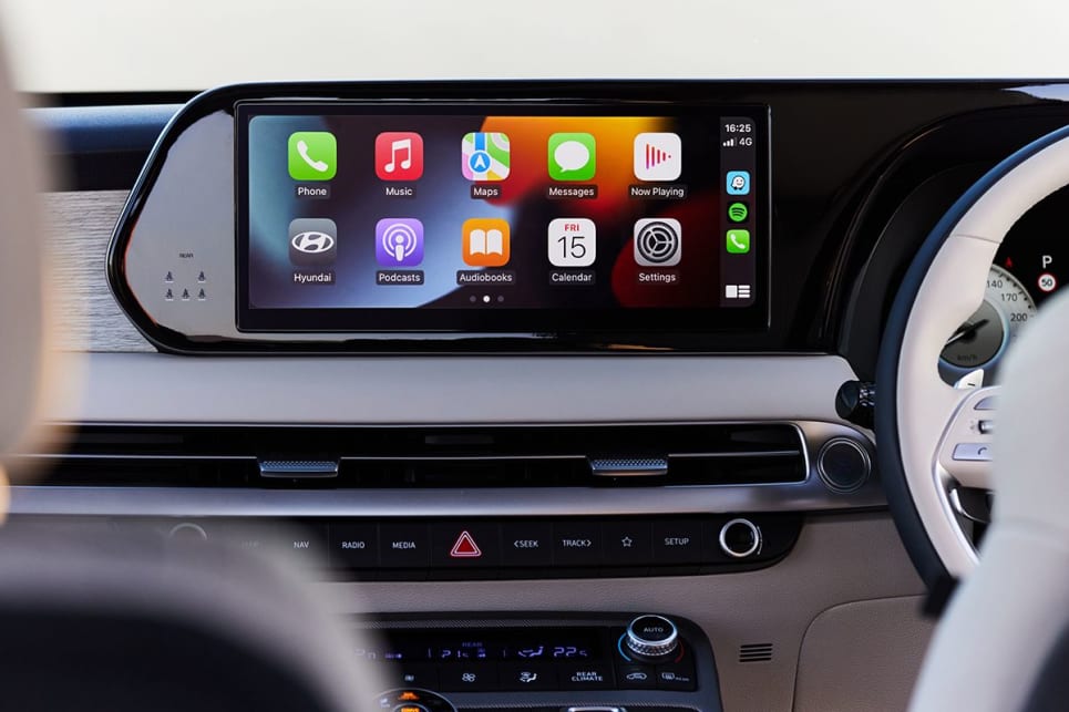 The 12.3-inch HD multimedia screen features Apple CarPlay and Android Auto.