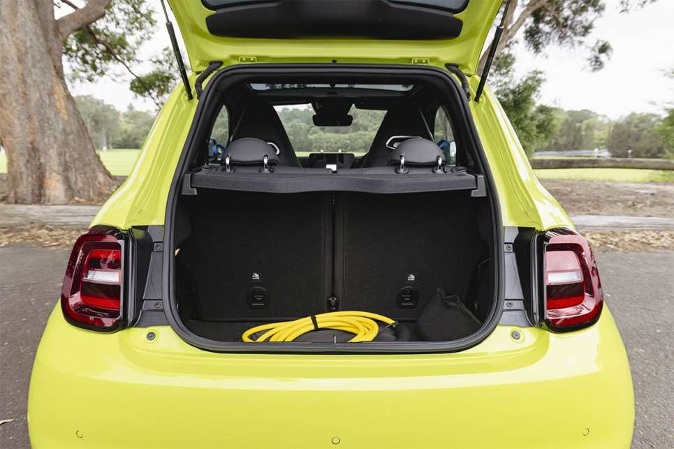 The 500e has 185 litres (VDA) of boot capacity with the rear seats up. (Image: Andrew Chesterton)