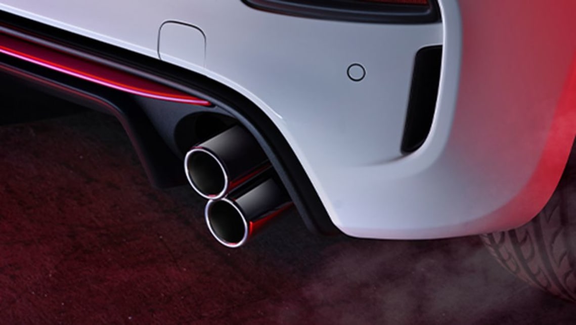 New to the hot hatch is a pair of vertically stacked exit pipes for the iconic Record Monza exhaust system.