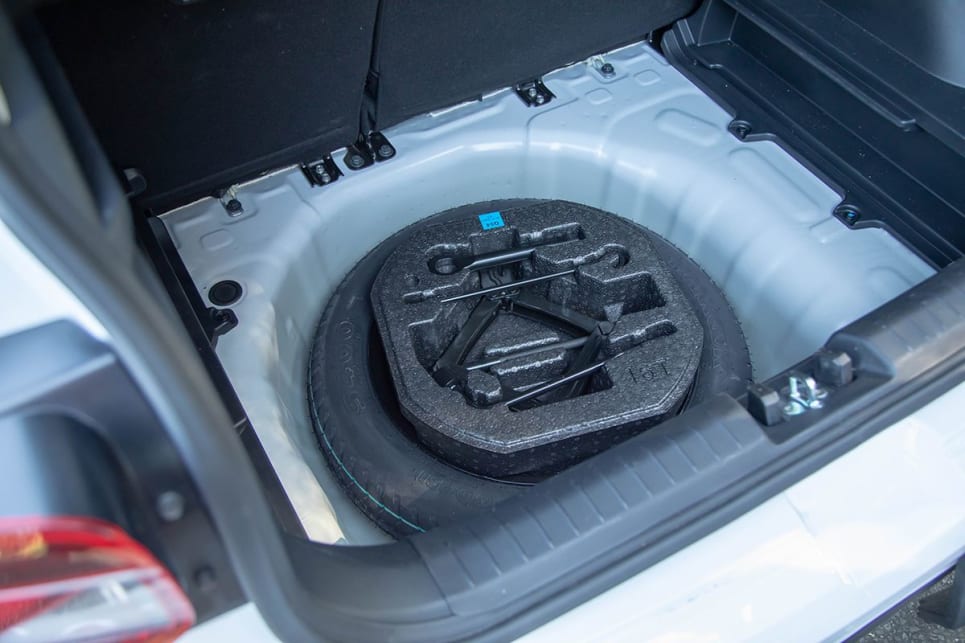 The space-saver spare wheel gives you more room in the boot and is better than a repair kit. (Image: Sam Rawlings)