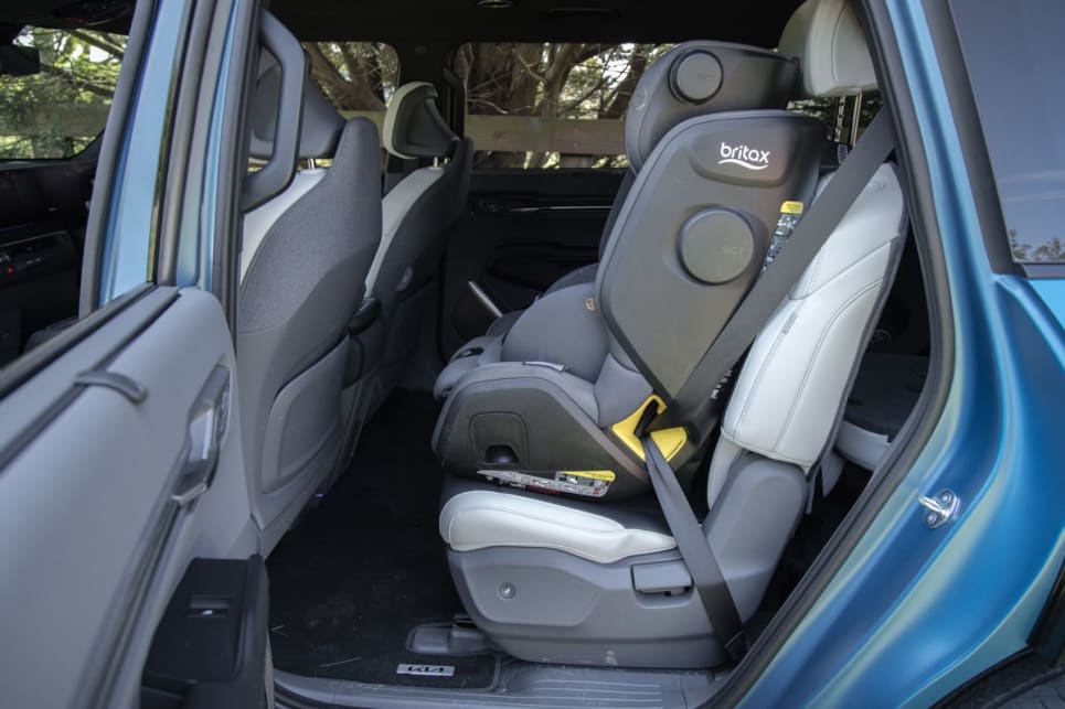 The EV9 GT-Line is large enough to accommodate five child seats. (Image: Glen Sullivan)