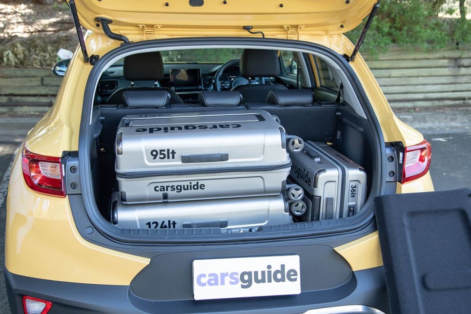 To fit the CarsGuide luggage in the Stonics boot, the cargo shelf had to be removed. (Image: Sam Rawlings)