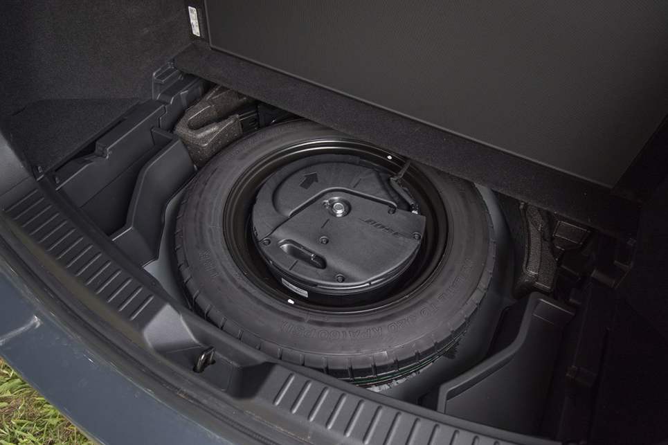 The boot features a powered tailgate which is a handy family feature and a temporary spare tyre is located underneath the level floor. (Image: Glen Sullivan)