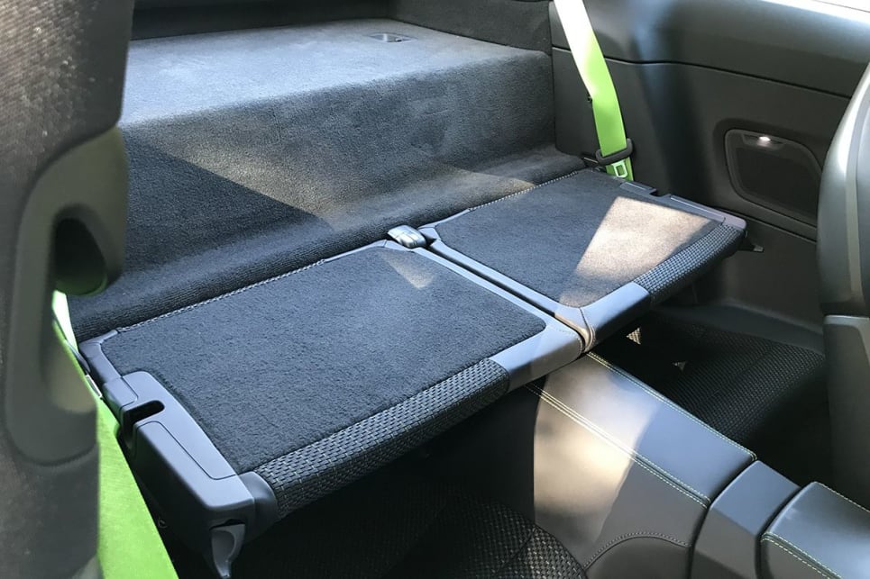 Luggage-type storage inside the car is helped by the rear seat backs folding down to create a level platform.
