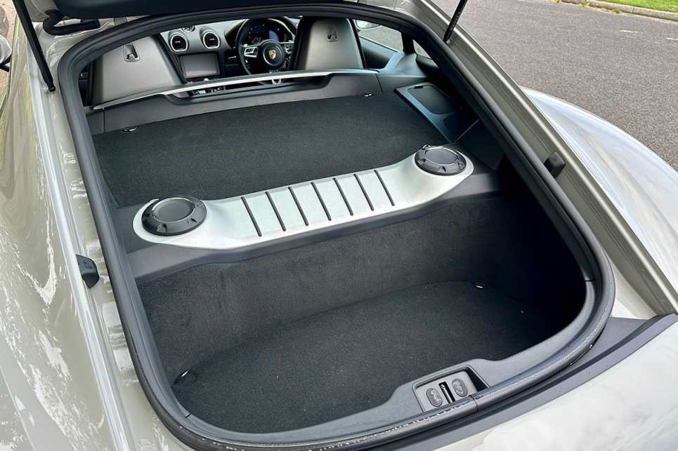 Cargo space isn’t bad for a two-seater sports car with 184-litre rear boot.