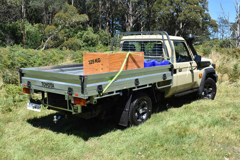 That drops to just over 1000kg when you deduct the weight of the hefty steel tray (319kg) and towing kit (approx. 50kg), so it’s still a genuine one-tonner. (image: Mark Oastler)
