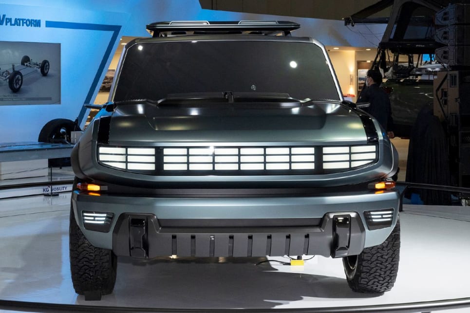 The F100 fully-electric SUV has off-road capabilities.